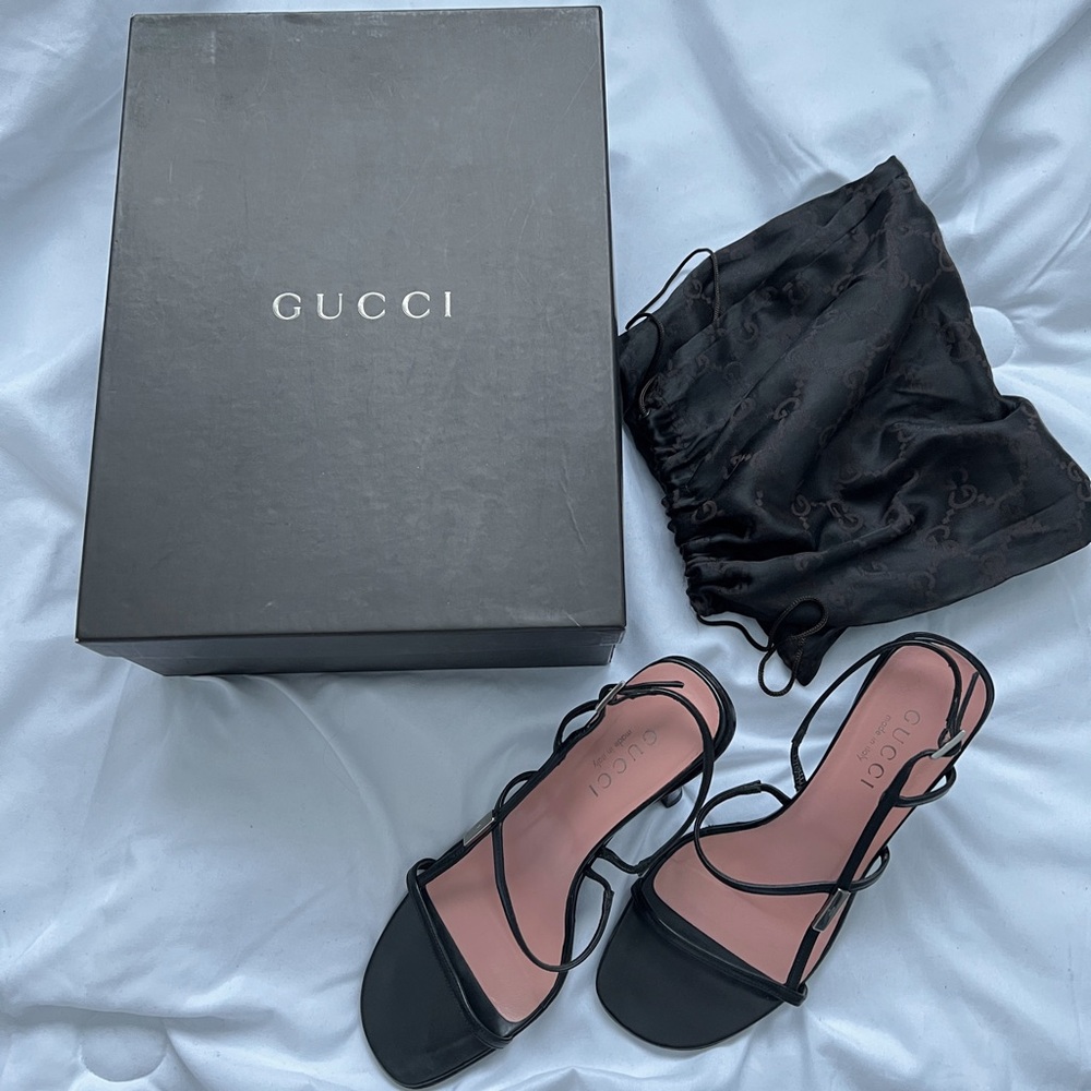 Gucci Y2K Leather Strappy Kitten Heels Size 5.5